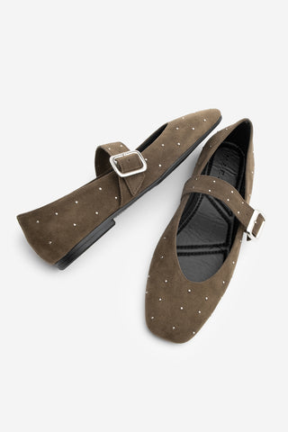 Kadın Zımbalı Babet Velona - Kahve Süet