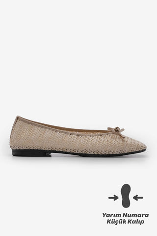 Kadın Fiyonklu Babet Minpa - Bej Hasır