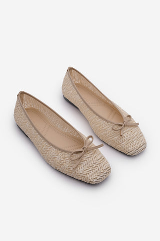 Kadın Fiyonklu Babet Minpa - Bej Hasır