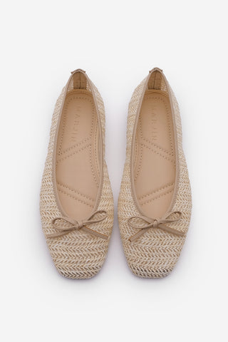 Kadın Fiyonklu Babet Minpa - Bej Hasır