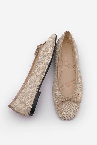 Kadın Fiyonklu Babet Minpa - Bej Hasır