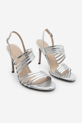 Kadın Bantlı Topuklu Sandalet Osvil - Gümüş