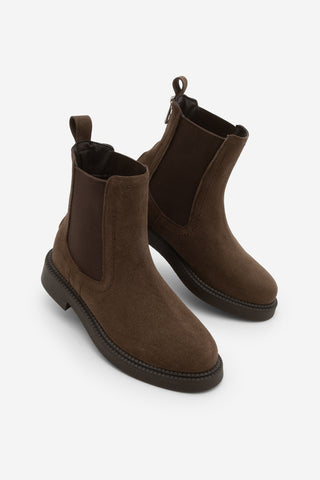 Kadın Lastikli Günlük Bot Pinge - Kahve Süet