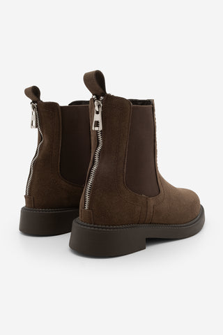 Kadın Lastikli Günlük Bot Pinge - Kahve Süet