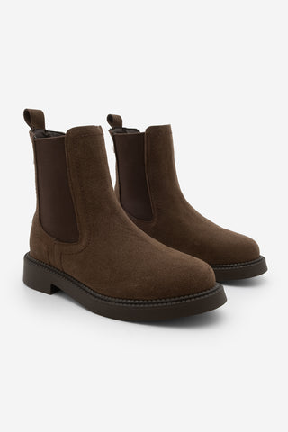 Kadın Lastikli Günlük Bot Pinge - Kahve Süet