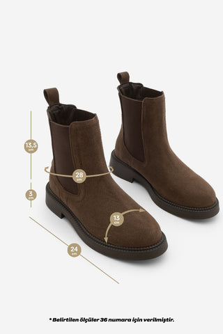 Kadın Lastikli Günlük Bot Pinge - Kahve Süet