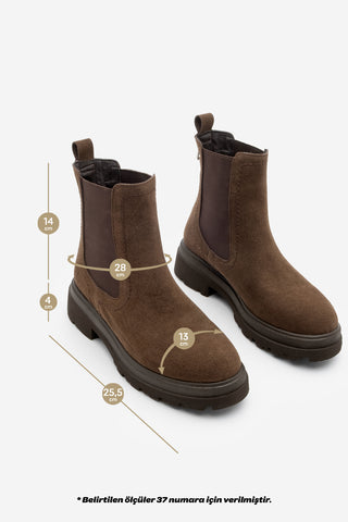 Kadın Lastikli Günlük Bot Rupit - Kahve Süet