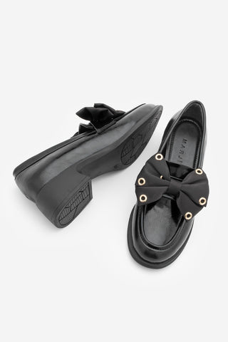 Kadın Loafer Fiyonklu Günlük Topuklu Ayakkabı Yanis - Siyah