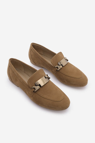 Kadın Loafer Tokalı Günlük Ayakkabı Forez - Taba Süet