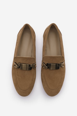 Kadın Loafer Tokalı Günlük Ayakkabı Forez - Taba Süet
