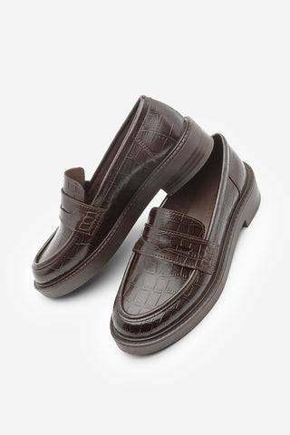 Kadın Loafer Günlük Ayakkabı Fonle - Kahve Croco