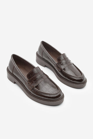 Kadın Loafer Günlük Ayakkabı Fonle - Kahve Croco