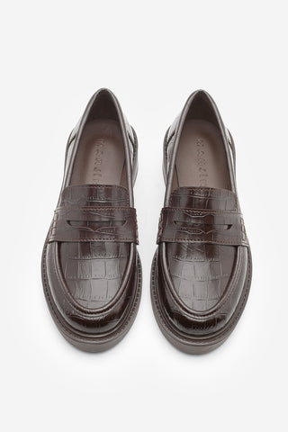 Kadın Loafer Günlük Ayakkabı Fonle - Kahve Croco