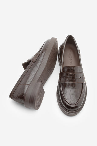 Kadın Loafer Günlük Ayakkabı Fonle - Kahve Croco