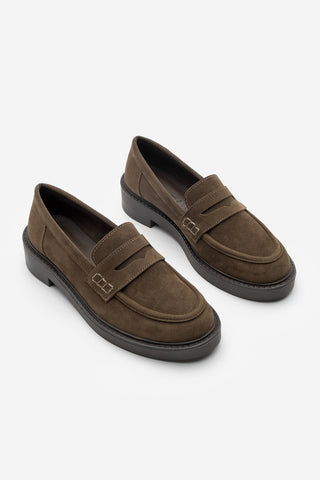 Kadın Loafer Günlük Ayakkabı Fonle - Kahve Süet