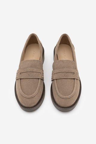 Kadın Loafer Günlük Ayakkabı Fonle - Koyu Vizon Süet