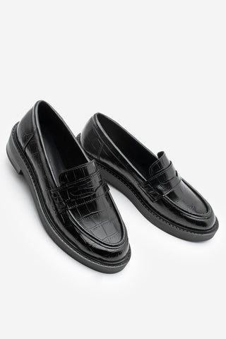 Kadın Loafer Günlük Ayakkabı Fonle - Siyah Croco