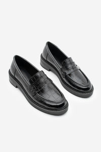 Kadın Loafer Günlük Ayakkabı Fonle - Siyah Croco