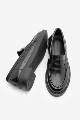 Kadın Loafer Günlük Ayakkabı Fonle - Siyah Croco