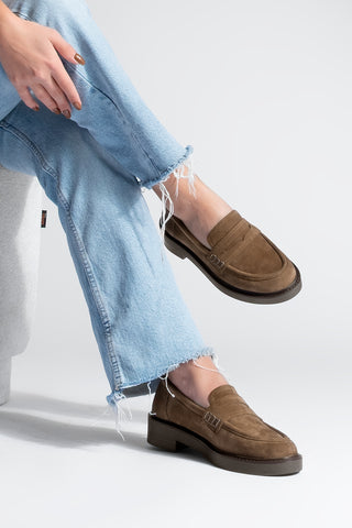 Kadın Loafer Günlük Ayakkabı Fonle - Taba Süet