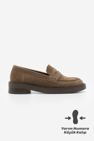 Kadın Loafer Günlük Ayakkabı Fonle - Taba Süet