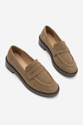 Kadın Loafer Günlük Ayakkabı Fonle - Toprak Süet