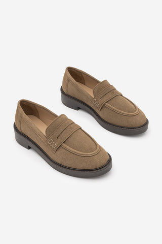 Kadın Loafer Günlük Ayakkabı Fonle - Toprak Süet