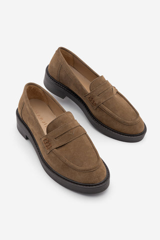 Kadın Loafer Günlük Ayakkabı Fonle - Tütün Kahve Süet