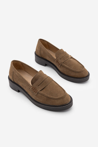Kadın Loafer Günlük Ayakkabı Fonle - Tütün Kahve Süet