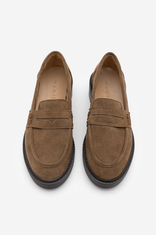 Kadın Loafer Günlük Ayakkabı Fonle - Tütün Kahve Süet