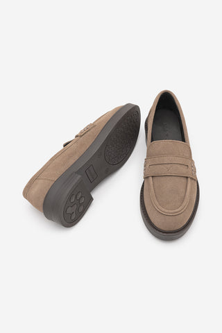 Kadın Loafer Günlük Ayakkabı Fonle - Vizon Süet