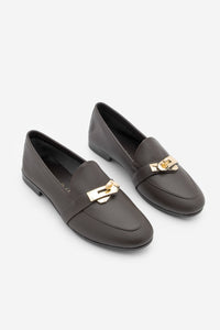 Kadın Loafer Hakiki Deri Tokalı Günlük Ayakkabı Nador - Kahve