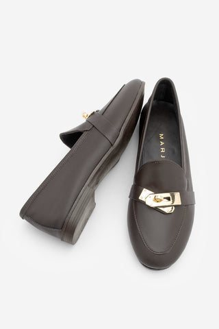 Kadın Loafer Hakiki Deri Tokalı Günlük Ayakkabı Nador - Kahve