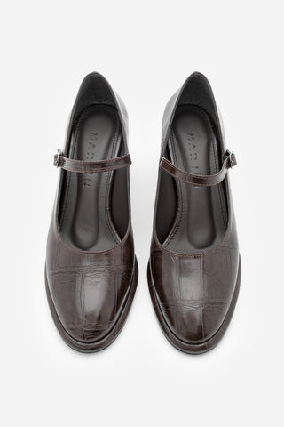 Kadın Loafer Günlük Topuklu Ayakkabı Vikas - Kahve Croco