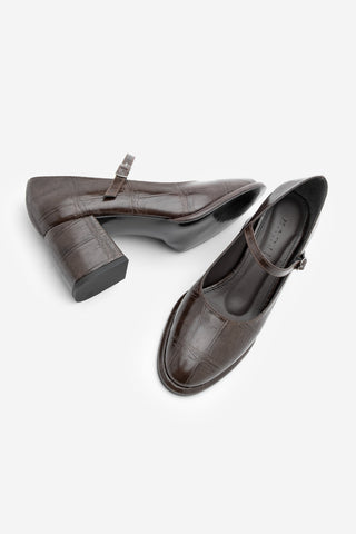 Kadın Loafer Günlük Topuklu Ayakkabı Vikas - Kahve Croco