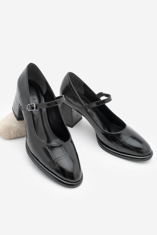 Kadın Loafer Günlük Topuklu Ayakkabı Vikas - Siyah Croco