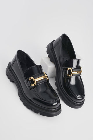 Kadın Loafer  Zincirli Günlük Ayakkabı Yones - Siyah Açma