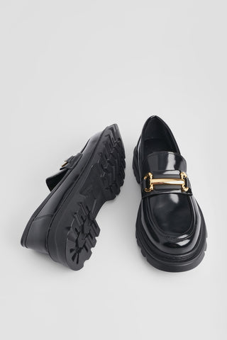 Kadın Loafer  Zincirli Günlük Ayakkabı Yones - Siyah Açma