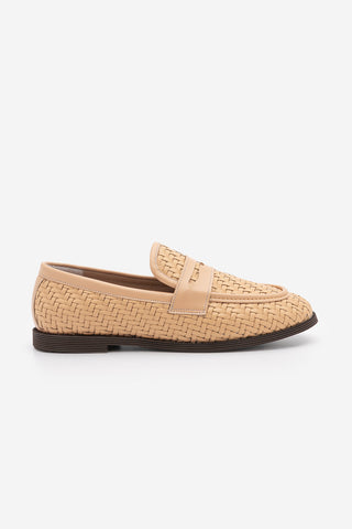 Kadın Loafer Örgü Desen Günlük Ayakkabı Karnel - Camel