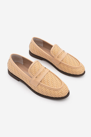 Kadın Loafer Örgü Desen Günlük Ayakkabı Karnel - Camel