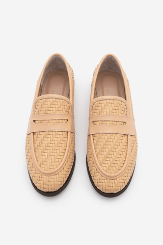 Kadın Loafer Örgü Desen Günlük Ayakkabı Karnel - Camel