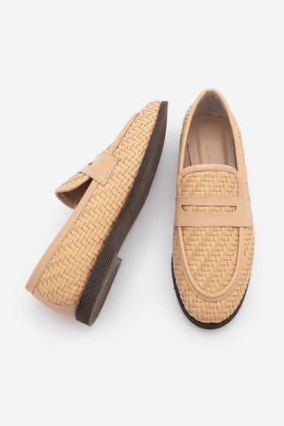 Kadın Loafer Örgü Desen Günlük Ayakkabı Karnel - Camel