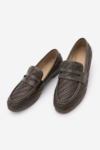 Kadın Loafer Örgü Desen Günlük Ayakkabı Karnel - Kahve
