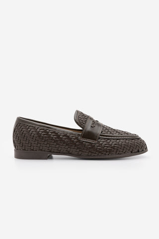 Kadın Loafer Örgü Desen Günlük Ayakkabı Karnel - Kahve