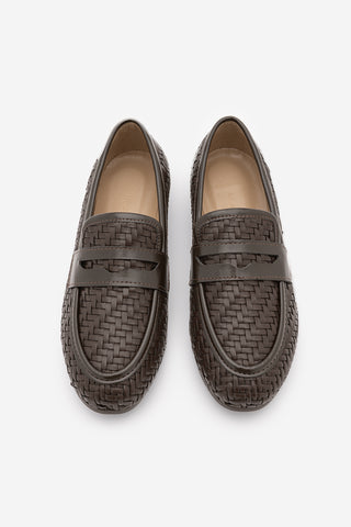 Kadın Loafer Örgü Desen Günlük Ayakkabı Karnel - Kahve