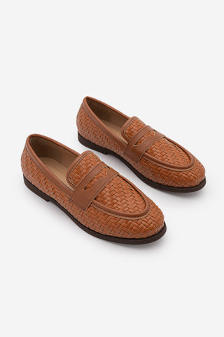 Kadın Loafer Örgü Desen Günlük Ayakkabı Karnel - Taba