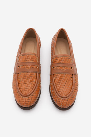 Kadın Loafer Örgü Desen Günlük Ayakkabı Karnel - Taba