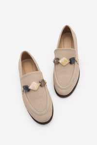 Kadın Loafer Taşlı Günlük Ayakkabı Meniva - Bej Süet
