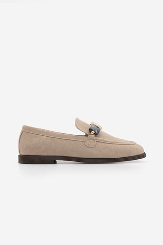 Kadın Loafer Taşlı Günlük Ayakkabı Meniva - Bej Süet