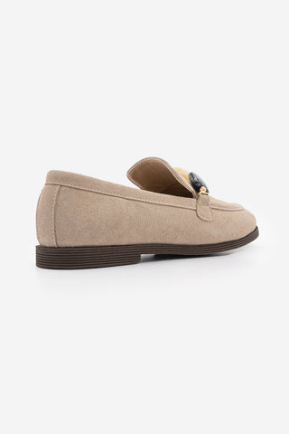 Kadın Loafer Taşlı Günlük Ayakkabı Meniva - Bej Süet